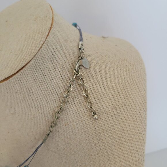 Lia Sophia Multistrand Necklace With Glass & Metal Beads In Blue Black & Purple - Picture 3 of 4